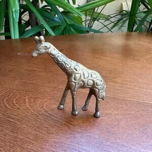 Vintage Brass Giraffe Figurine 4 inch tall